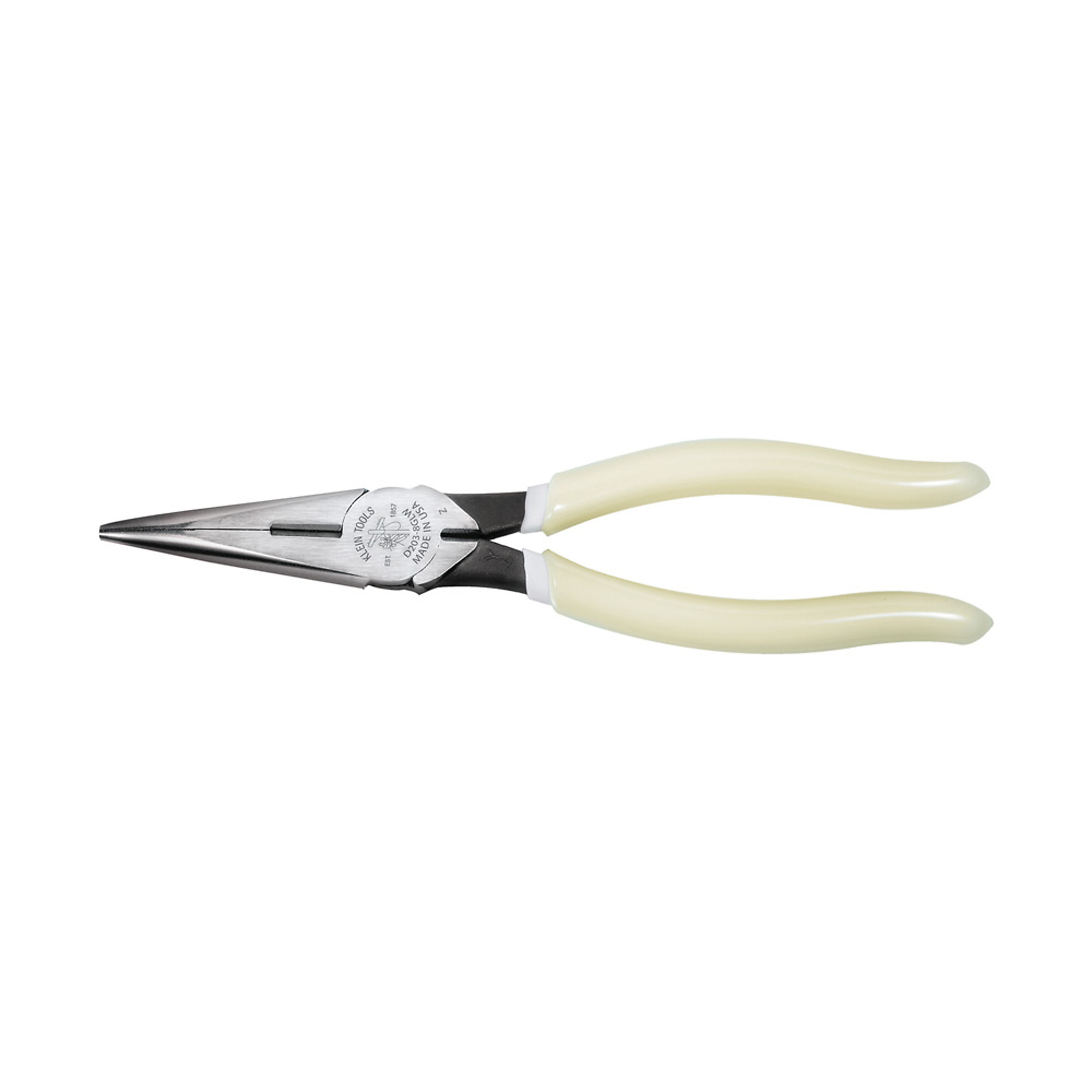 Klein Tools, Pliers, Needle Nose Side-Cutters, High-Visibility,, Pieces (qty.) 1 Material Steel, Jaw Capacity 1.81 in, Model# D203-8-GLW